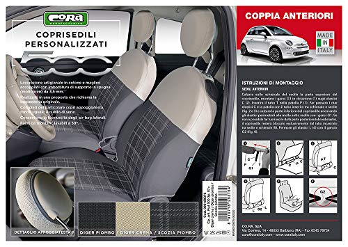 Cora CO.RA. SPA Coprisedili Anteriori personalizzati, Fiat 500 07>, Te –  Autoricambi Tritella