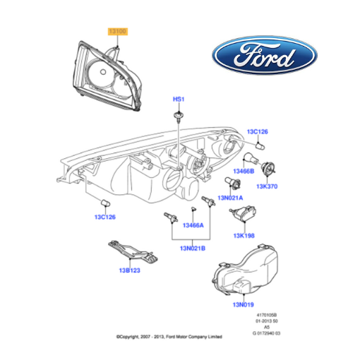 ✅ 1481000 FORD - PROIETTORE FARO ANTERIORE SINISTRO CON ALLOGGIAMENTO FARO NERO