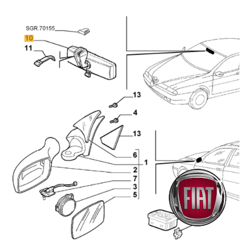 ✅ 156021067 FIAT - SPECCHIO RETROVISORE ALFA ROMEO 166