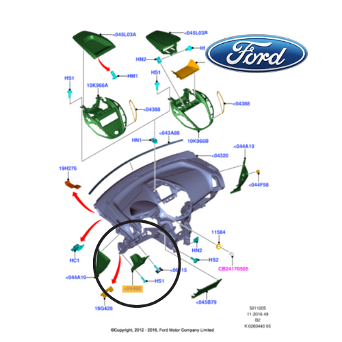 ✅ 1804866 FORD - PORTAOGGETTI CRUSCOTTO PLANCIA PORTASTRUMENTI INFERIORE LATO CONDUCENTE 1891061