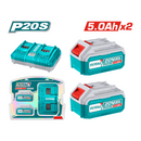 ✅ 4707500554 INECO - STARTER KIT 2 BATTERIE 20V 5AH + CARICABATTERIE RAPIDO DOPPIO 4A