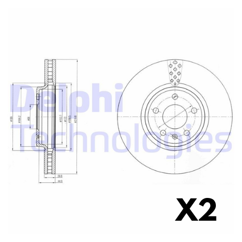 ✅ BG4080C DELPHI - COPPIA DISCHI FRENO AUDI A5, A4, Q5 8K0098301A