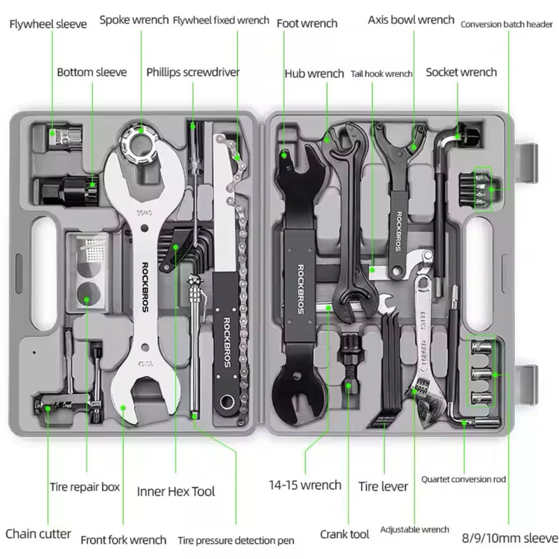 ✅ ROCKBROS SET DI STRUMENTI PER BICICLETTE - KIT MULTIFUNZIONE DI RIPARAZIONE PROFESSIONALE