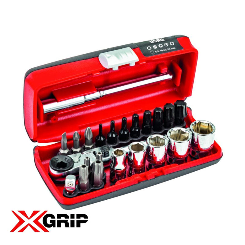 USAG U06090004 ASSORTIMENTO CON BUSSOLE ESAGONALI SPECIALI X-GRIP ED INSERTI PER AVVITATURA X-GRIP 609 1/4 SKX