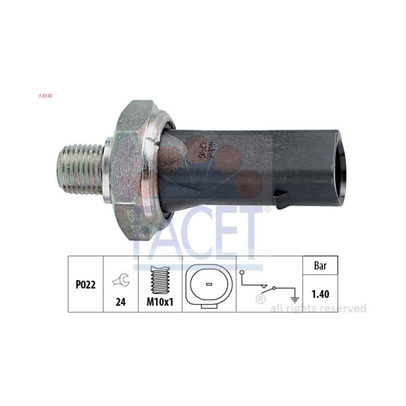 ✅ FACET 7.0135 – INTERRUTTORE PRESSIONE OLIO M10x1 (1,4 bar) 06A919081A
