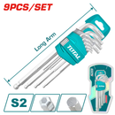 ✅ INECO 4200400003 – SET 9 CHIAVI ESAGONALI PIEGATE CON TESTA SFERICA (Cr-V)