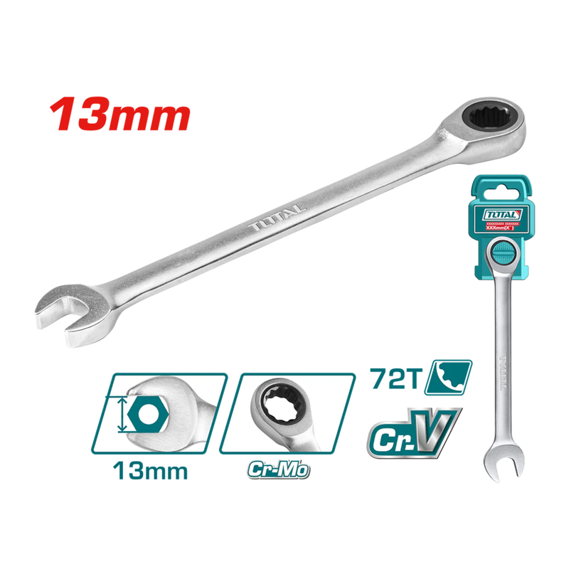 ✅ INECO 4220700013 - CHIAVE COMBINATA A CRICCHETTO 13 MM TCSPAR131