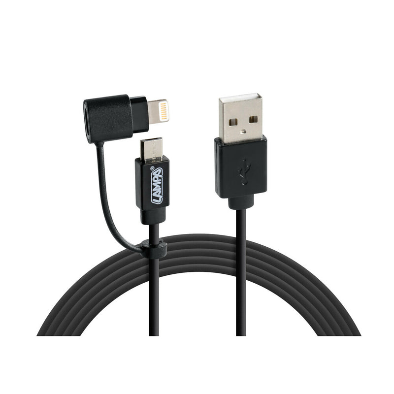 *CAVO DATI "HYBRID" MICRO USB + LIGHTNING MFI (PER IPOD, IPHONE, IPAD) 1M.