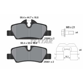 2598001 TEXTAR Kit pastiglie freno Freno a disco