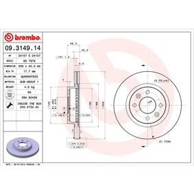 09.3149.14 BREMBO Disco freno